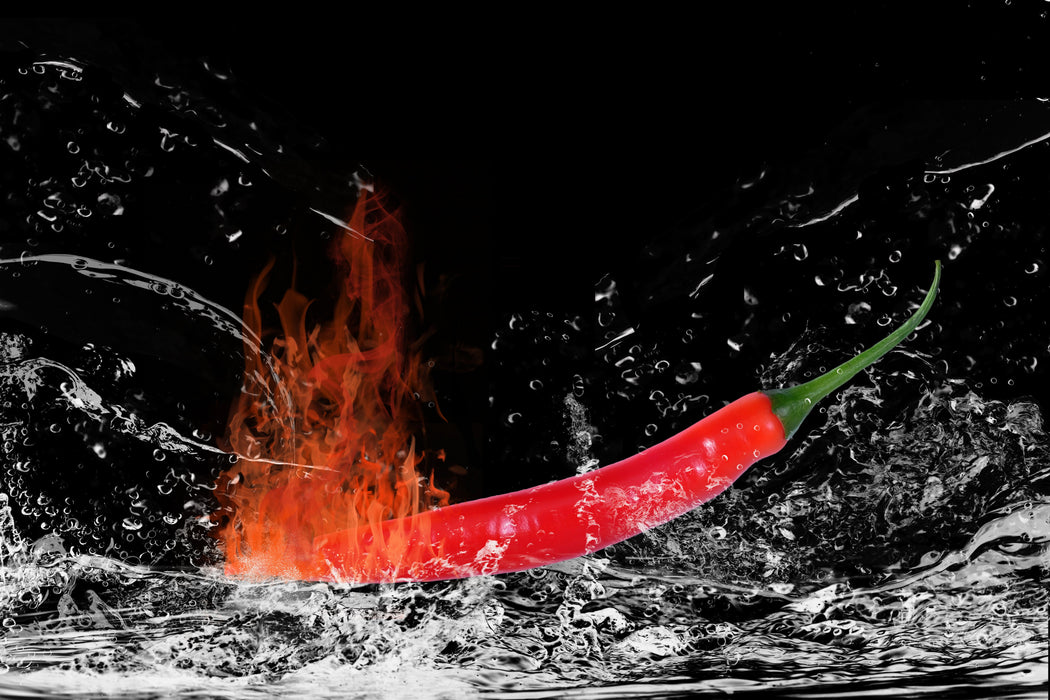 Keuken Backsplash Chili Vuur-Water in 120 x 80 cm | Glas Star