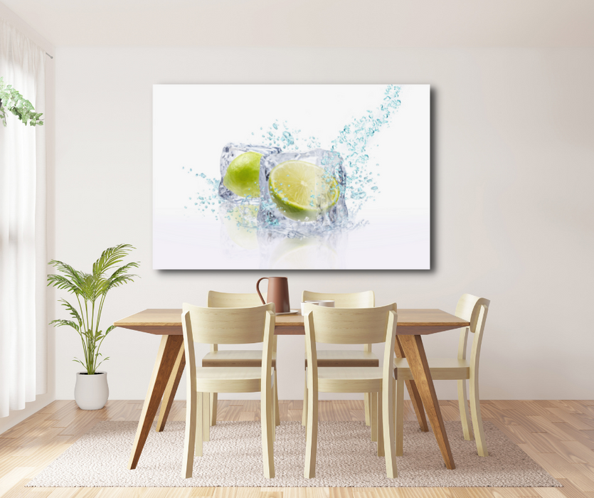 Glasbild Limetten on Ice in 120 x 80 cm | Glas Star