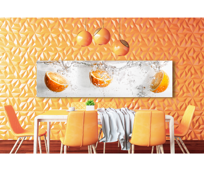 Glasbild Three Big Oranges in 200 x 64 cm | Glas Star