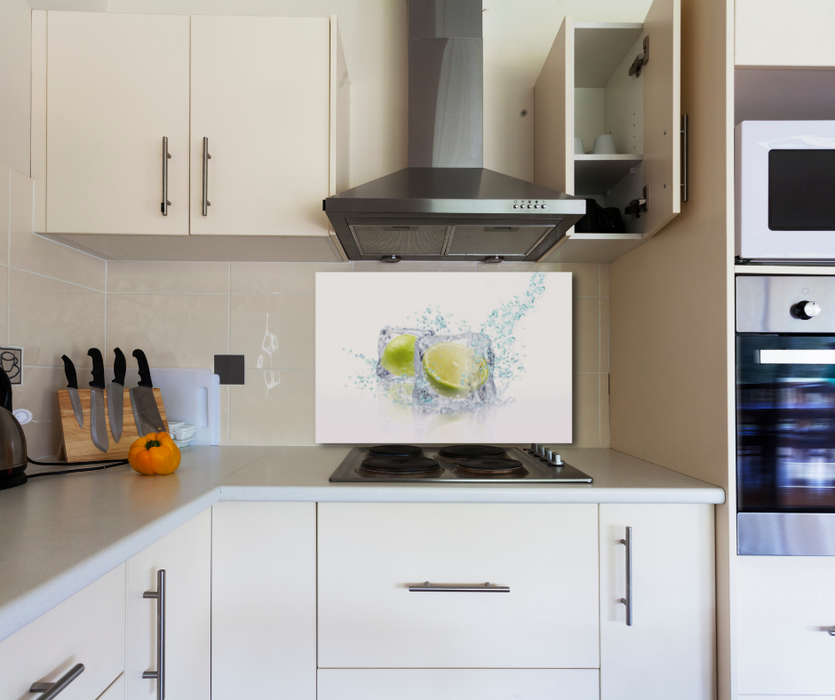 Küchenrückwand Motiv Limetten on Ice 6mm in 90 x 60 cm | Glas Star