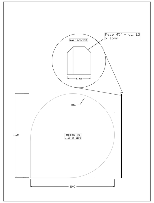Vonkbeschermingsplaat druppelvorm 6 mm 1100 x 1100 mm transparant | Glas Star